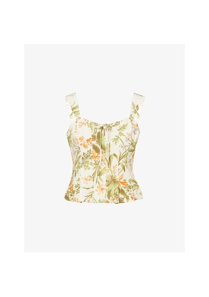 Womens Paige Coralee Floral Silk-And-Linen Top