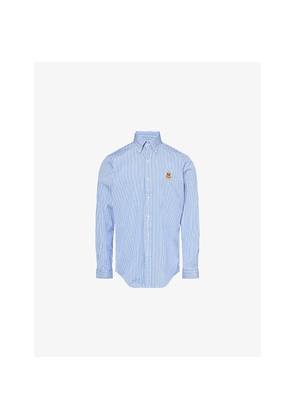 Mens Polo Ralph Lauren Striped Brand-Embroidery Cotton-Poplin Shirt