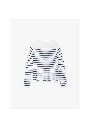 Womens The White Company Breton-Stripe Round-Neck Wool and Cashmere-Blend Jumper