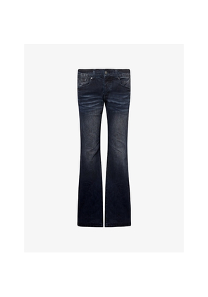 Mens Jaded London Creased Drift Flared-Leg Denim Jeans