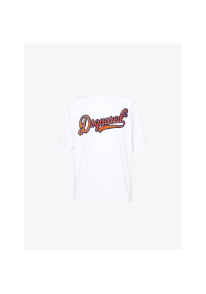 Mens Dsquared2 Embossed Text-Print Loose-Fit Cotton T-Shirt