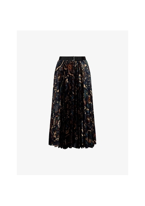 Womens Sacai Floral Pleated Woven Midi Skirt