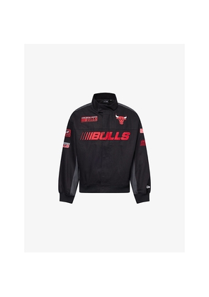 Mens New Era Chicago Bulls Embroidered-Patch Cotton Moto Jacket
