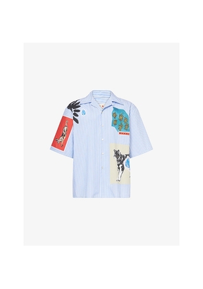 Mens Marni Mixed Media Striped Cotton-Poplin Shirt