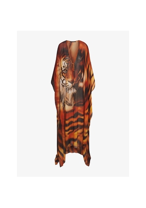 Womens Skims x Cavalli Graphic-Print Stretch-Woven Kaftan