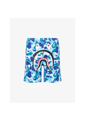 Mens A Bathing Ape Camo Shark Printed Cotton Sweat Shorts
