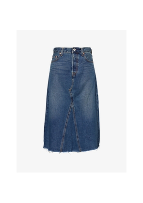 Womens Levis High-Rise A-Line Deconstructed Denim Midi Skirt