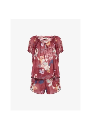 Womens Desmond And Dempsey Idyllic Floral Cotton Pyjama Set