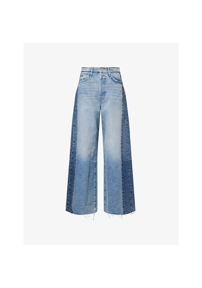 Womens Mother Pipedream Sneak Fray Wide-Leg Denim Jeans