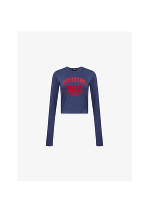 Womens We11Done Printed Long-Sleeves Cotton-Jersey T-Shirt