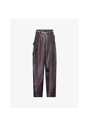 Womens Dries Van Noten Polka-Dot Wide-Leg Silk Trousers
