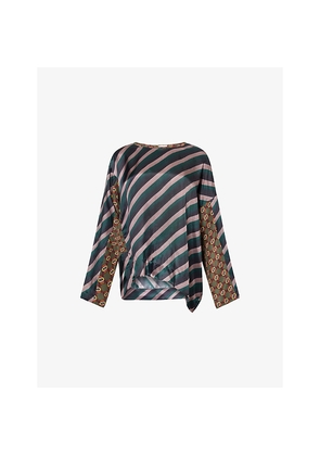Womens Dries Van Noten Printed Relaxed-Fit Silk-Blend Top
