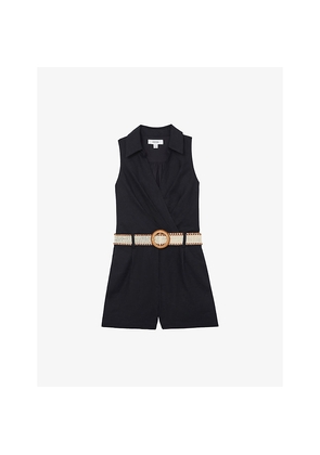 Womens Reiss Mila Belted Linen Playsuit