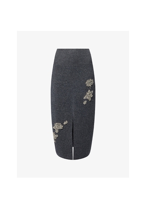 Womens Erdem Embellished Technical-Blend Pencil Knitted Midi Skirt