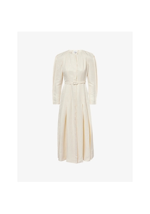 Womens Gabriela Hearst Niles Pleated Linen and Silk Midi Dress