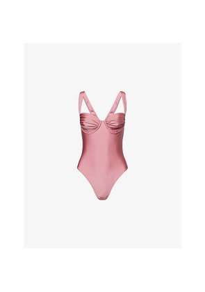 Womens Faithfull The Brand Arlo Pleated Balconette Swimsuit