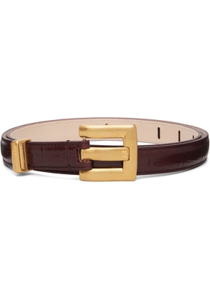 Balmain Burgundy Anthem Textured Leather Belt