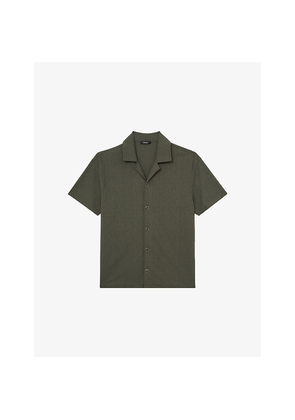 Mens Reiss Ando Cuban-Collar Short-Sleeve Stretch-Woven Shirt