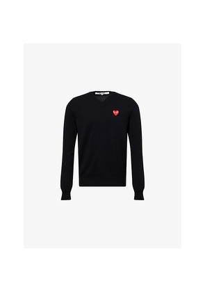 Mens Comme Des Garcons Play Play V-Neck Wool Jumper