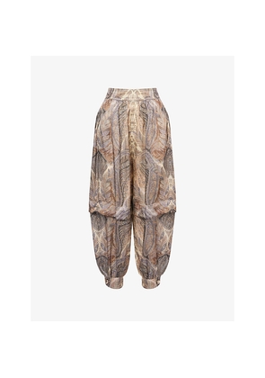 Womens Zimmermann Printed Silk Harem Trousers