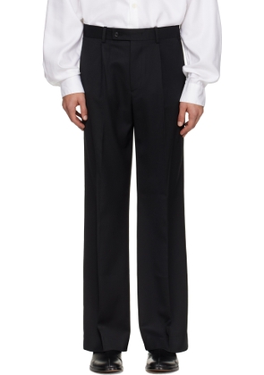 TONYWACK Black Wool Twill Wide-Leg Trousers