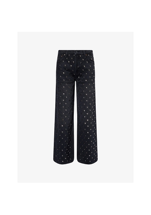 Womens Mother The Smoothie Sneak Studded Denim Jeans