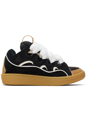 Lanvin Black & Tan Curb Leather Sneakers
