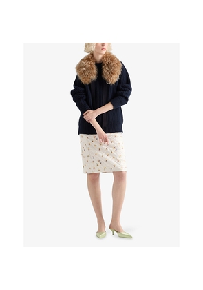 Womens Prada Floral-Print Quilted Satin Knee-Length Skirt