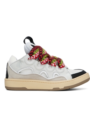Lanvin Off-White Leather Curb Sneakers