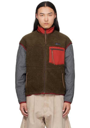 KHOKI Brown & Gray Fleece Texture Jacket