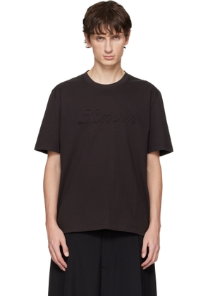 Lanvin Brown Debossed Script Logo T-shirt