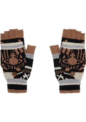 Vivienne Westwood Beige & Black Fingerless Gloves