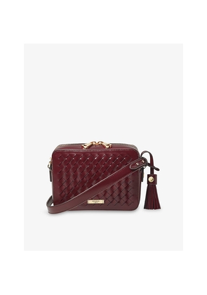 Womens Aspinal Of London Interlock-Weave Leather Camera Bag