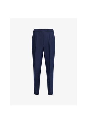 Mens Dunhill Double-Pleated Tailored Silk Trousers