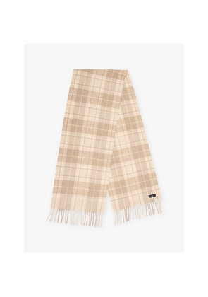 Mens Dunhill Tartan Fringed Cashmere Scarf