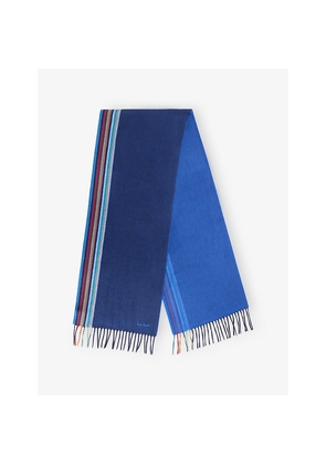 Mens Paul Smith Fringed Striped Cashmere Scarf