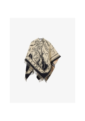 Womens Burberry Stormy Knight Fringed Wool Cape
