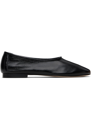 BY FAR Black Prudence Creased Leather Ballet Flats
