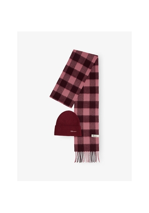 Womens Tbco Exclusive Check Ribbed Hat and Scarf Wool Set