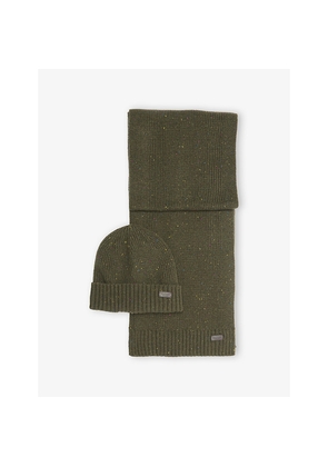 Mens Barbour Carlton Fleck Wool-Blend Beanie and Scarf Gift Set