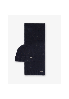 Mens Barbour Carlton Fleck Wool-Blend Beanie and Scarf Gift Set