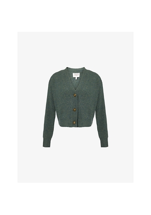 Womens TWP Cropped Ribbed Cashmere Cardigan