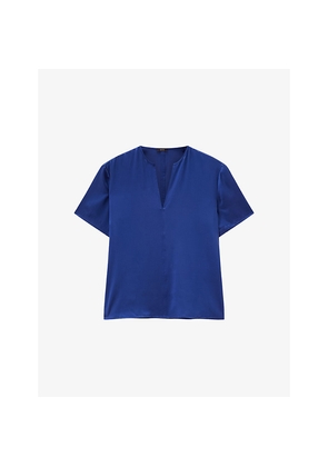 Womens Joseph Gala V-Neck Short-Sleeve Silk Blouse