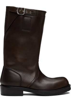 Dries Van Noten Brown Leather Biker Boots