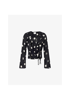 Womens Reformation Kilah Pola-Dot Crepe Top