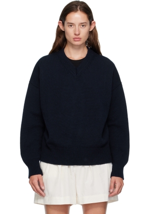 &Daughter Navy Balla Slouch V-Neck Sweater