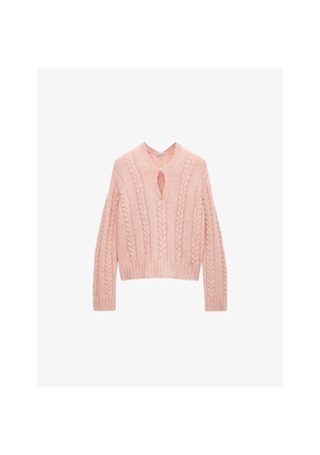 Womens Loewe Keyhole Cable-Knit Wool Jumper