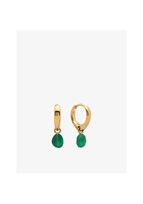 Womens Monica Vinader Nura 18ct Yellow Gold Vermeil and Green Onyx Drop Huggies
