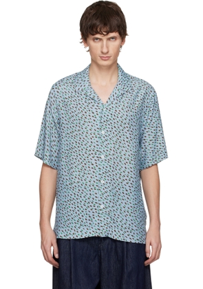 Paul Smith Blue 'Screen Dance' Print Short-Sleeve Shirt