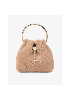 Womens Jimmy Choo Bon Bon Shearling Top-Handle Bag